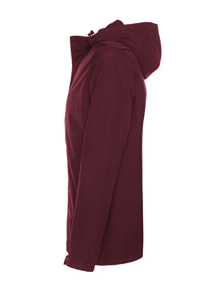 bilcee Men's Burgundy Hooded Zippered Raincoat 8437