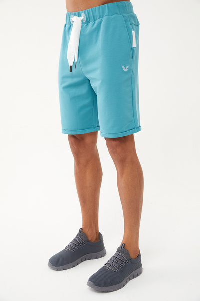 bilcee Men's Dark Green Thick Drawstring Elastic Waist Organic-Bermuda Sports Shorts 0803