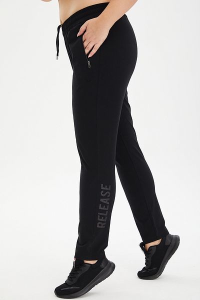 bilcee Pantaloni de sport pentru exterior, negri, țesuți, cu picioare largi, mărimi mari, 0806