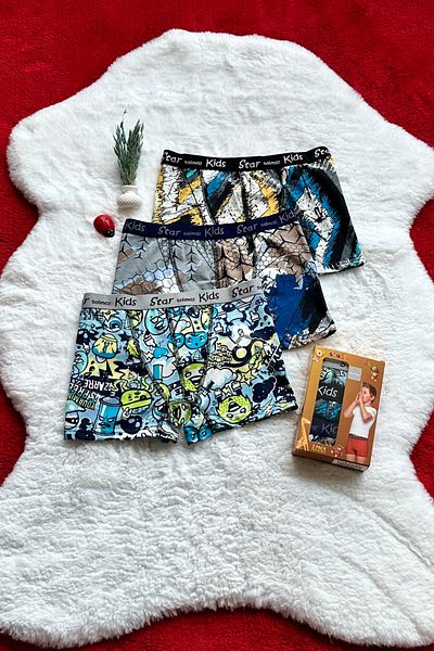 starsolmaz Boy's 3-Pece Full Patterned Cotton Lycra Boxer