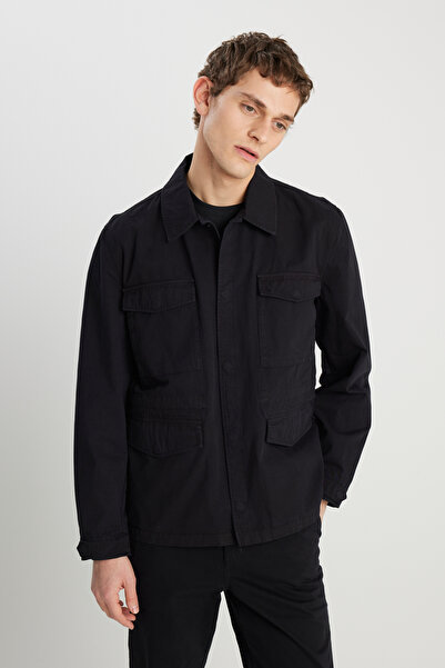 WRANGLER Regular Fit Regular Cut 100% Cotton Black Military Jacket