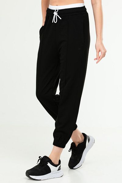 speedlife Μαύρο Oversize Basic βαμβακερό ψηλόμεσο λαστιχένιο πόδι γυναικεία φόρμα κάτω SD1000