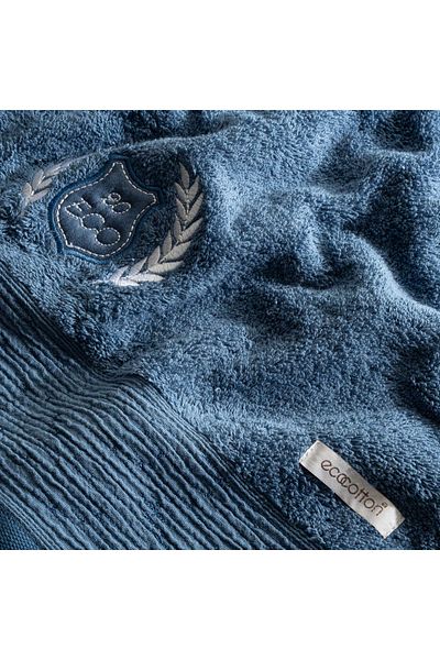 Ecocotton Πετσέτα προσώπου βαθιάς χεριών 100% οργανικό βαμβάκι κεντημένο σκούρο μπλε 50x90 εκ.