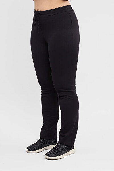 bilcee Dark Navy Blue High Waist Large Size Women's Sweatpants - 9061