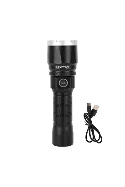 KRYPTON Rechargeable LED Flashlight - 10H Runtime, Aluminum Housing, Lithium Battery, 1000m Range