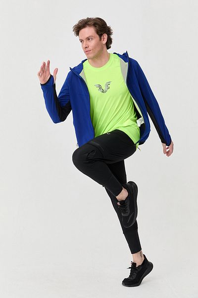 bilcee Ανδρικό Saks Blue Hooded Training Running Φούτερ με φερμουάρ Αθλητικό μπουφάν 0727