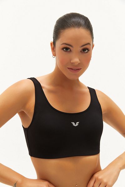 bilcee Μαύρο Crop Top από οργανικό βαμβάκι - Στήριγμα Sports and Casual Bra 0148