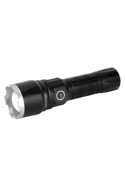 KRYPTON Rechargeable LED Flashlight - 10H Runtime, Aluminum Housing, Lithium Battery, 1000m Range