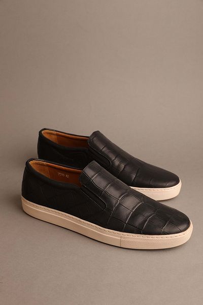 Gondol Loafer clasic pentru bărbați din piele naturală Black Croco 42 ttx.20198