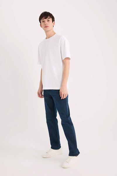 DeFacto W7086 Indigo Sergio Regular Fit Κανονική εφαρμογή Κανονική μέση με σωλήνα τζιν παντελόνι