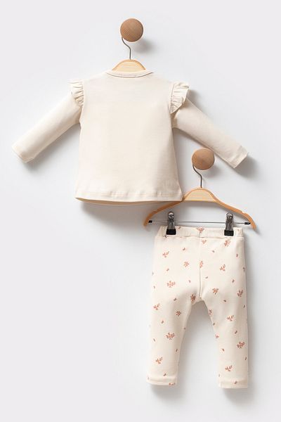 Cassiope Organic Cotton Frilly Patterned Long Sleeve Soft Touch Baby Girl Set