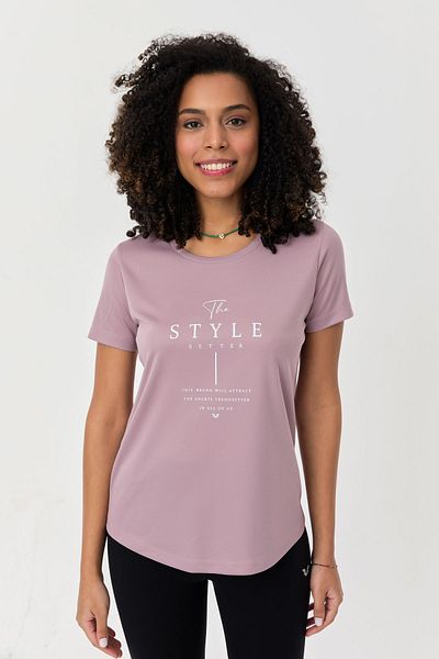 bilcee Lilac Training Printed Light Drying Women's T-Shirt - 0812