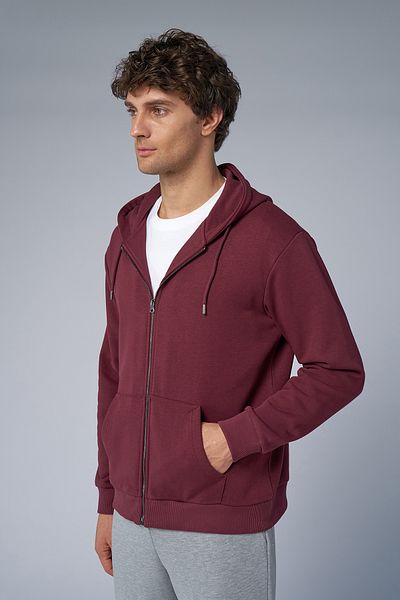 bilcee Peak Unisex Claret Red Oversize με φερμουάρ και κουκούλα 7016