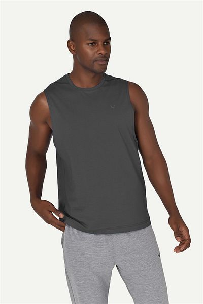 bilcee Men's Dark Anthracite Crew Neck Back Detailed Undershirt 1622