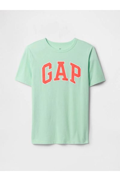 GAP تي شيرت Grflakeli باللون الأخضر المائي للرجال والأطفال