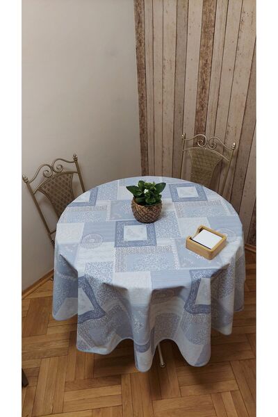 gonk Round, Country Patterned, Duck (Liquid Pusher, Stain Proof) Fabric, Tablecloth