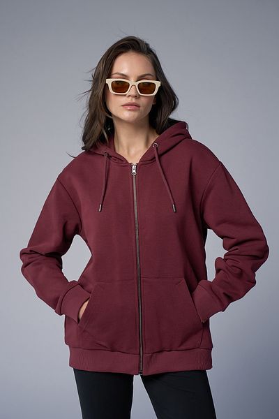bilcee Peak Unisex Claret Red Oversize με φερμουάρ και κουκούλα 7016