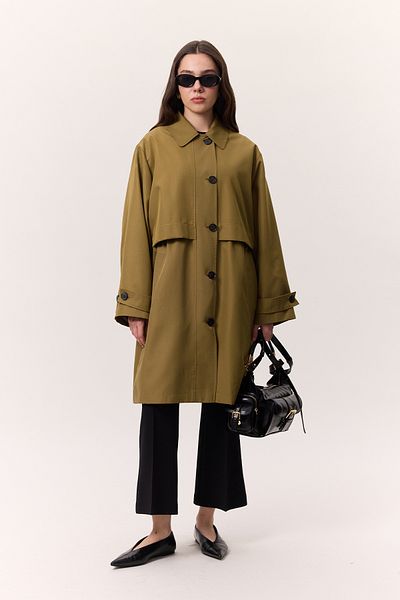 Manuka Leichter Trenchcoat – in Olivgrün mit Taillenanpassung
