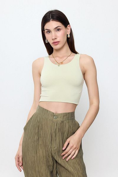 SHERIN Πράσινη Slimfit Crop Top Μπλούζα