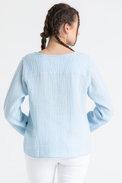 Eliş Şile Bezi Cămașă cu mânecă lungă de muselină Pearl Summer Ice Blue Bmv