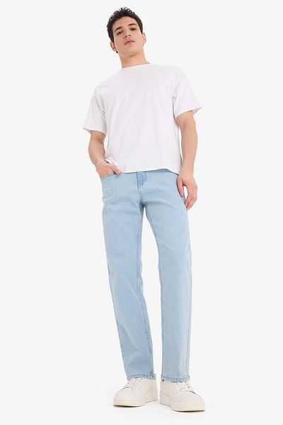 DeFacto E1936 Μπλε Sergio Regular Fit Κανονική εφαρμογή Κανονική μέση με σωλήνα τζιν παντελόνι