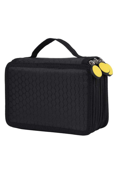 Choice حقيبة أقلام رصاص سوداء مبتسمة - 52 فتحة - 72 فتحة - أربع طبقات - سعة ك...