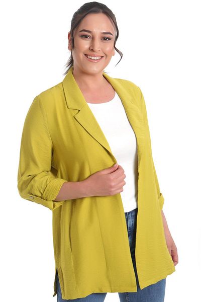 Metpoint Plus Size Double Breasted Collar Pistachio Green Jacket