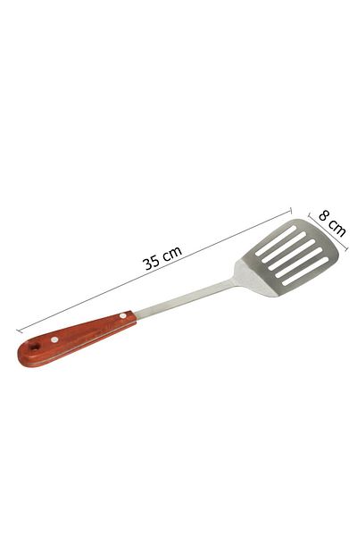 Generic 35cm Steel Flat Spoon with Wooden Handle