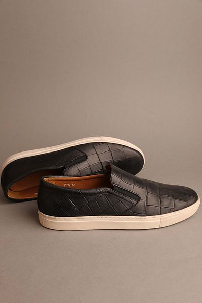 Gondol Loafer clasic pentru bărbați din piele naturală Black Croco 42 ttx.20198