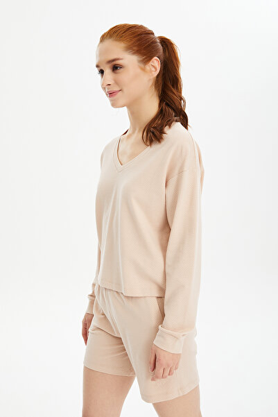 bilcee Крем-колірний комплект жіночих шортів з м'якою текстурою - 0736