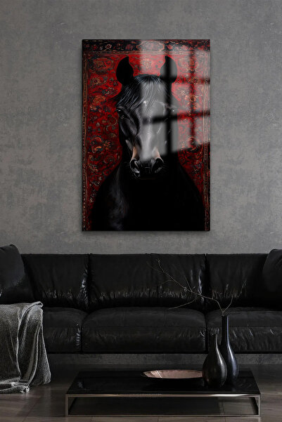 TAULART HALI DESENİ DETAYLI AT TASARIMI CAM TABLO EV HEDİYESİ İŞ YERİ HEDİYES...