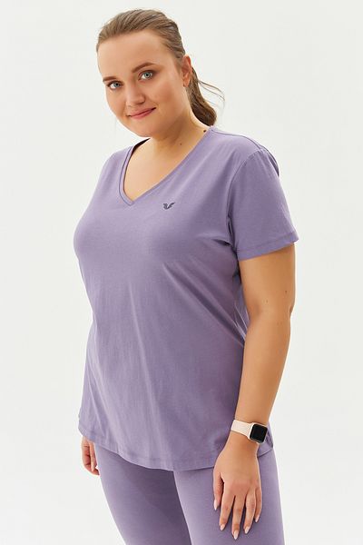 bilcee Tricou mov pentru femei, cu decolteu în V, 100% bumbac 8758