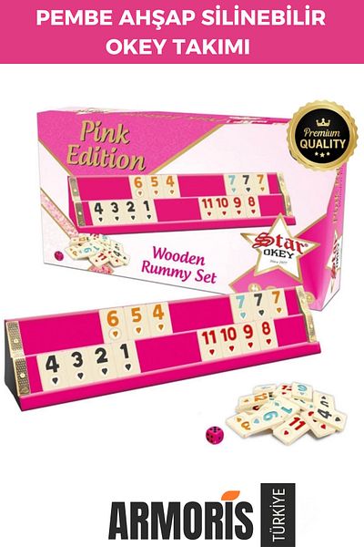Armoris New Antibacterial Dirt-Repellent Scratch-Resistant Wipeable Pink Wood Home Cafe Okey Set