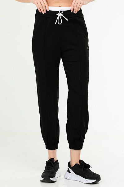 speedlife Μαύρο Oversize Basic βαμβακερό ψηλόμεσο λαστιχένιο πόδι γυναικεία φόρμα κάτω SD1000
