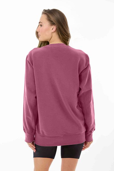bilcee Peak Women's Plum Oversize Crew Neck Basic Sweatshirt 7015