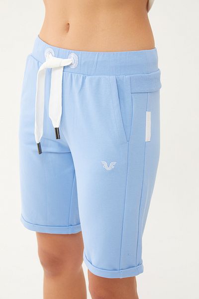 bilcee Pantaloni scurți sport de damă, albastru închis, din bumbac organic peste genunchi 0666