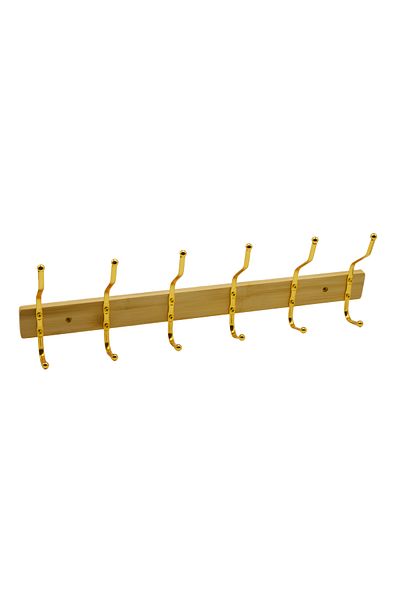 Generic Wooden wall clothes hanger with screws for hanging 6 hooks