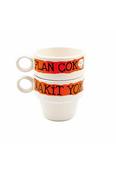 PALTO TASARIM Set of 2 Cash Espresso Cups - Gift Ceramic Cup
