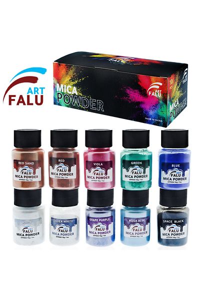 Falu Art Mica powder colors set of 10 colors 10G for resin and candle and soap HDS
