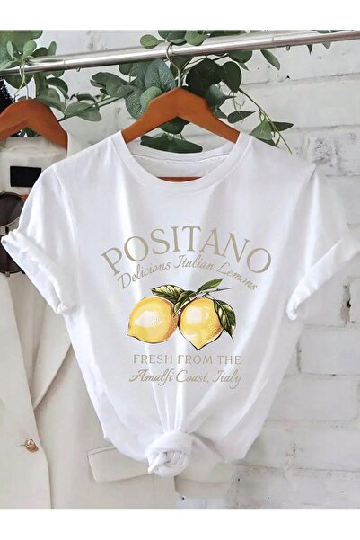 PENTHİLUS Тениска с нормална кройка с букви, лимон и ярки цветове