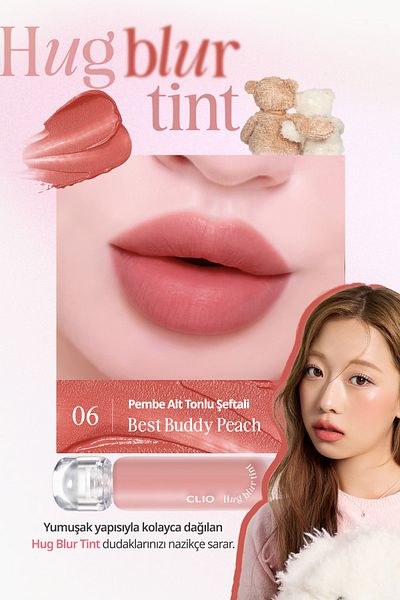 CLIO Tint with Light and Foamy Texture Smooth Look Clio Hug Blur Tint (006 Best Buddy Peach)