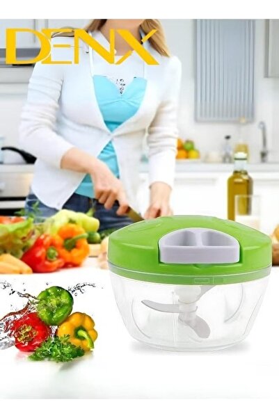 Denx Manual Food Chopper And Cutter With A Pull Cord For Chopping Onions, Garlic, And Vegetables, Green