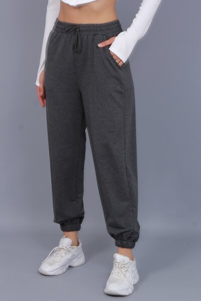 Caddebostan Moda بدلة رياضية نسائية ذات خيطين من أنثراسايت مع أشرطة مطاطية لل...