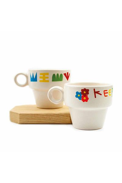 PALTO TASARIM Keep Going Set of 2 Espresso Cups - Gift Ceramic Cup Winter