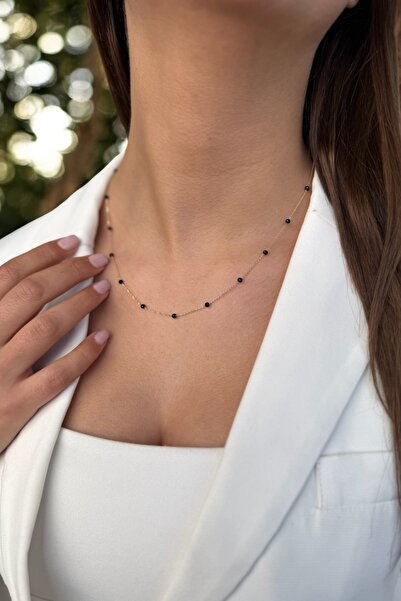 Utku Kuyumculuk 14 AYAR SAFİR RENGİ TAŞLI TASARIM ALTIN KOLYE