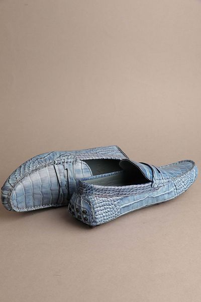 Gondol Loafer clasic pentru bărbați din piele naturală Blue Croco 40 ttx.608