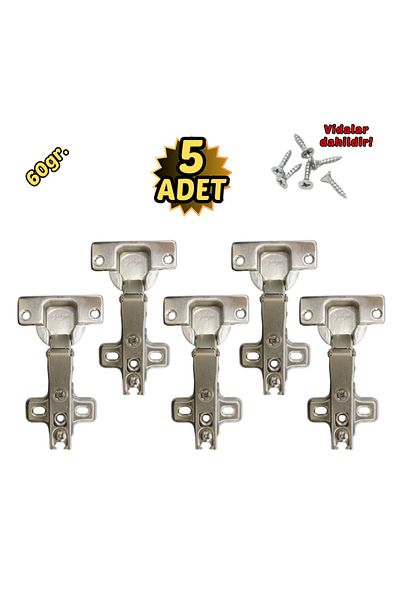 Yahya Cabinet Hinge Flat 90 Degree Stainless 5-Piece
