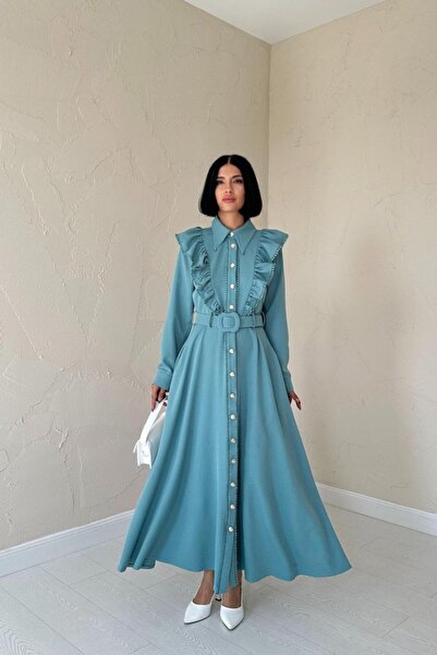 Modayakamoz Rochie din dantelă cu volane mentă