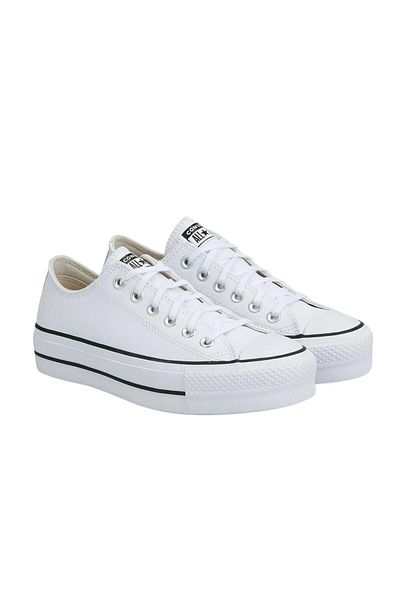 converse Chuck Taylor All Star Kožená platforma Kadın Siyah Sneaker 561680c