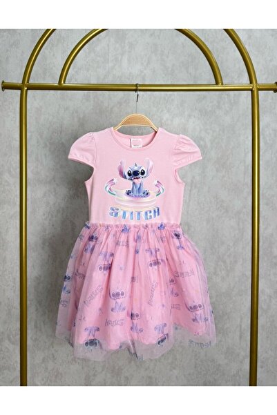 GAistKids Kız Çocuk Stitch Baskılı Tül Etekli Elbise